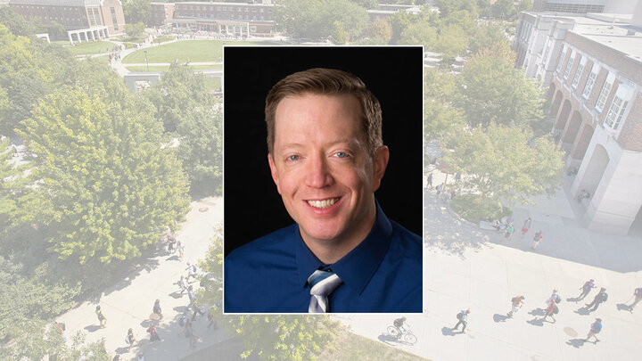 Professor Aaron Duncan posing for a portrait