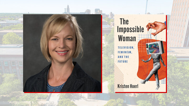 Kristen Hoerl and the cover of her book The Impossible Woman
