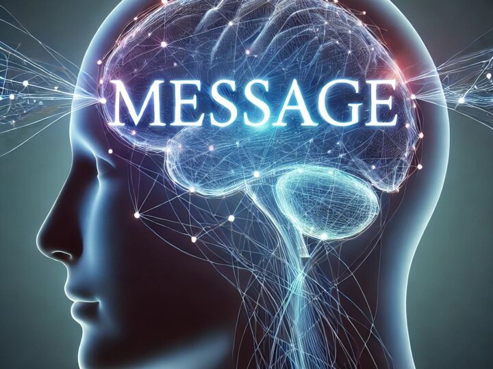 Illustration of head and brain with message
